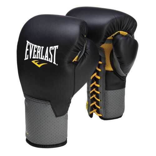 Боксерские перчатки тренировочные Everlast Pro Leather Laced черные 10 унций в Интерспорт