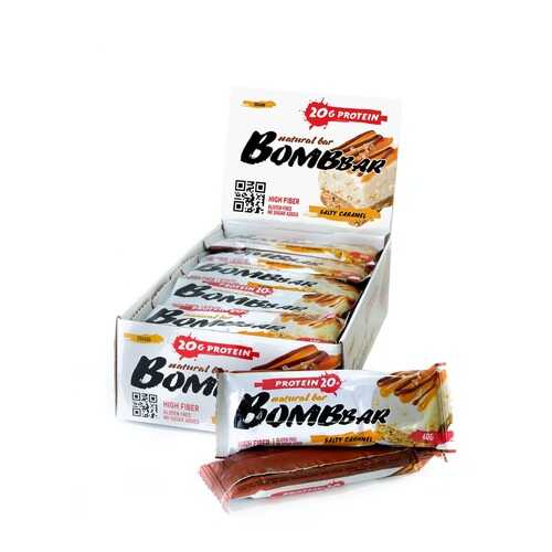Батончик Bombbar Natural Bar 20 60 г, 20 шт., соленая карамель в Интерспорт