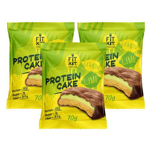 Печенье Fit Kit Protein Cake 3 70 г, 3 шт., лимон/лайм в Интерспорт