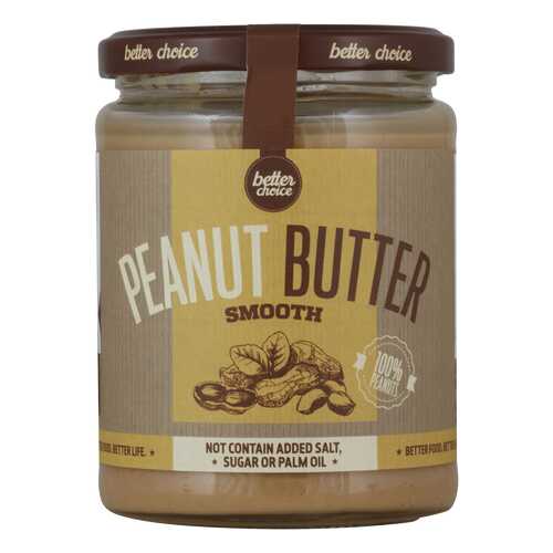 BetterChoice Peanut Butter (Better Choice) (стекло) натуральное арахисовое масло, 500 г в Интерспорт