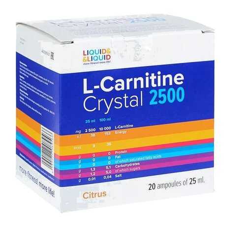 Liquid&Liquid L-Carnitine Crystal 2500, 20 ампул по 25 мл, Citrus в Интерспорт
