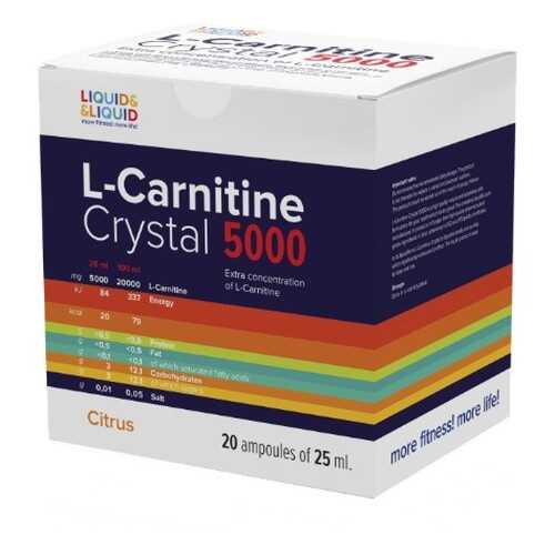 Liquid & Liquid L-Carnitine Crystal 5000, 20 амп, вкус: цитрус в Интерспорт