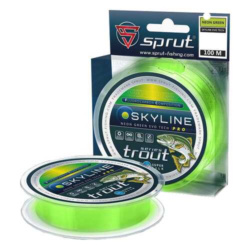 Леска монофильная Sprut Skyline Evo Tech Pro Neon Green 100 м, 0,165 мм, 4,95 кг в Интерспорт