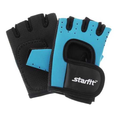 Перчатки для фитнеса StarFit SU-107, черные/голубые, 8 в Интерспорт